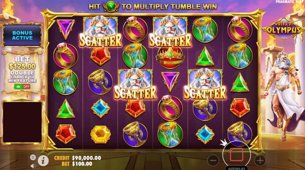 free spins can be obtained for free if the special Zeus symbols fall out